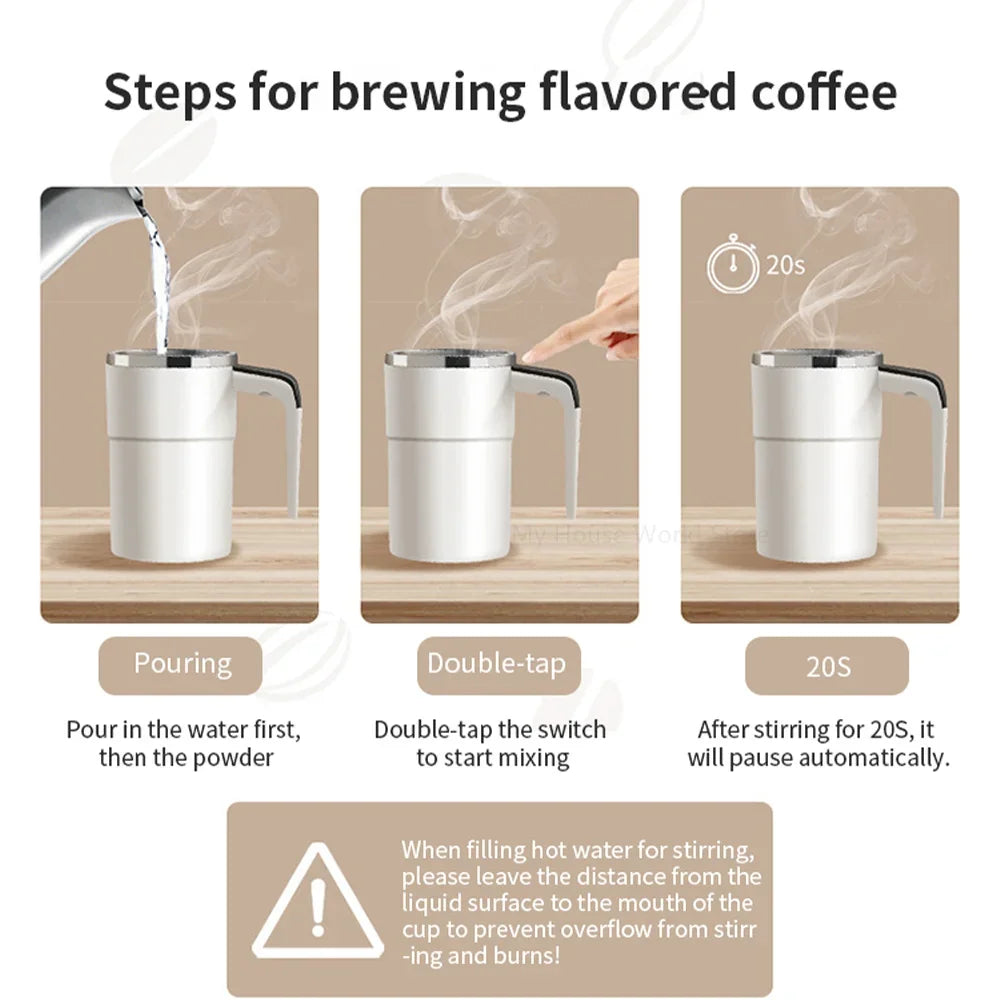 Revolutionary Mini Electric Self-Mixing Coffee Mug - USB Rechargeable, Waterproof, & Perfect for Tea and More! 380ML